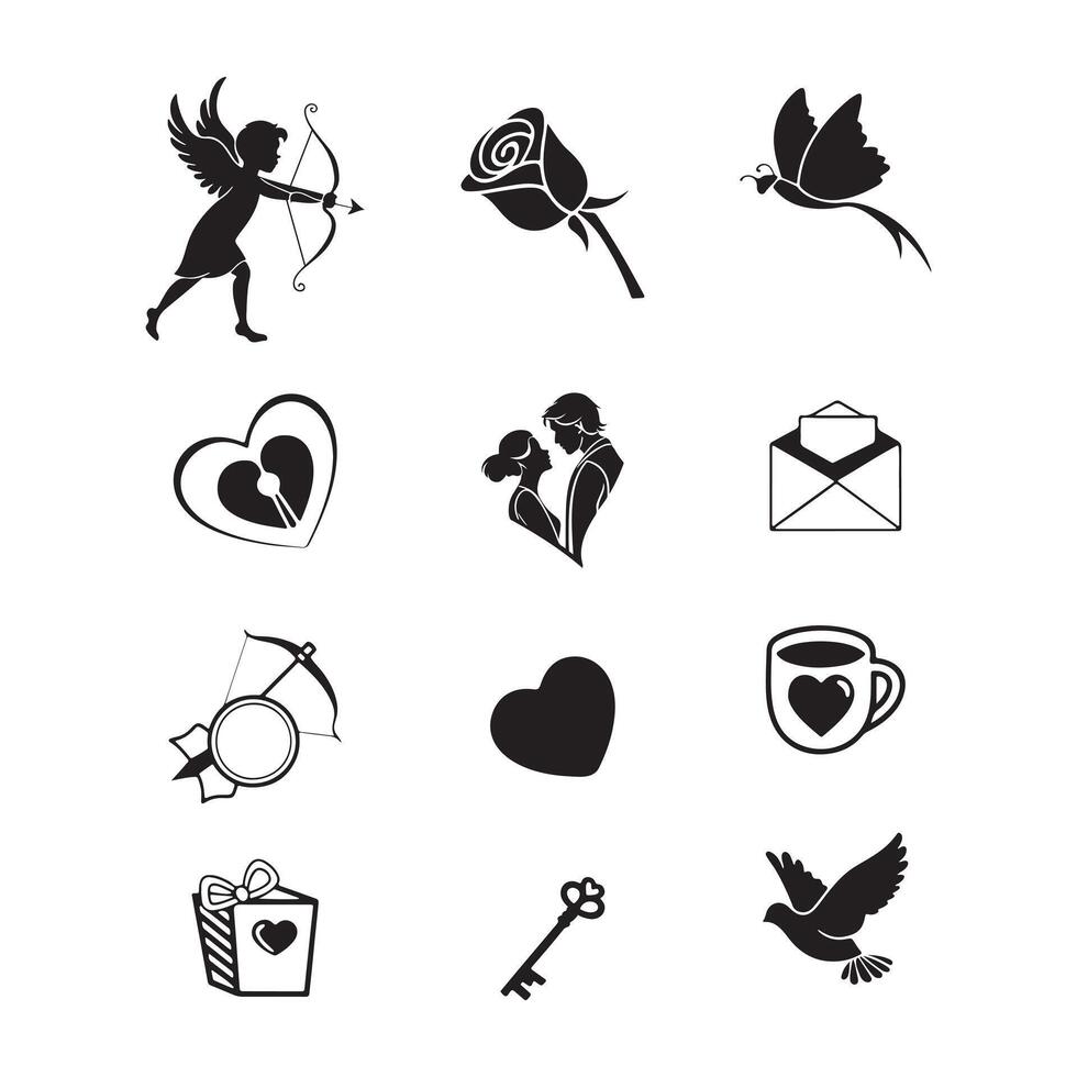 Valentines Day Doodles Set vector