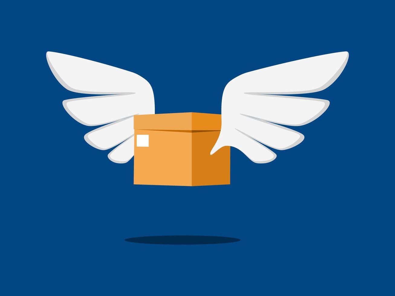 a box with wings flying over it vector