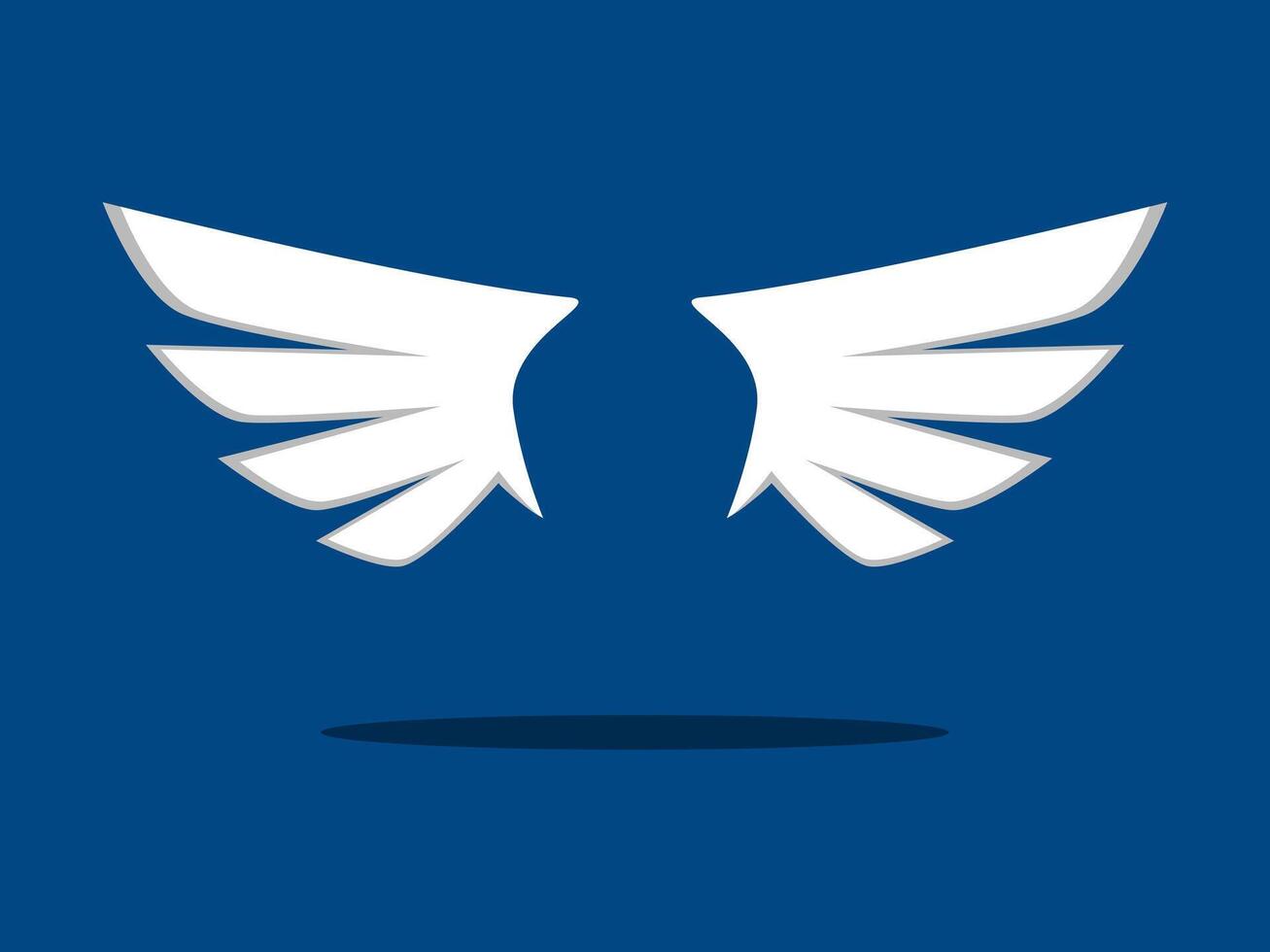 a white winged icon on a blue background vector