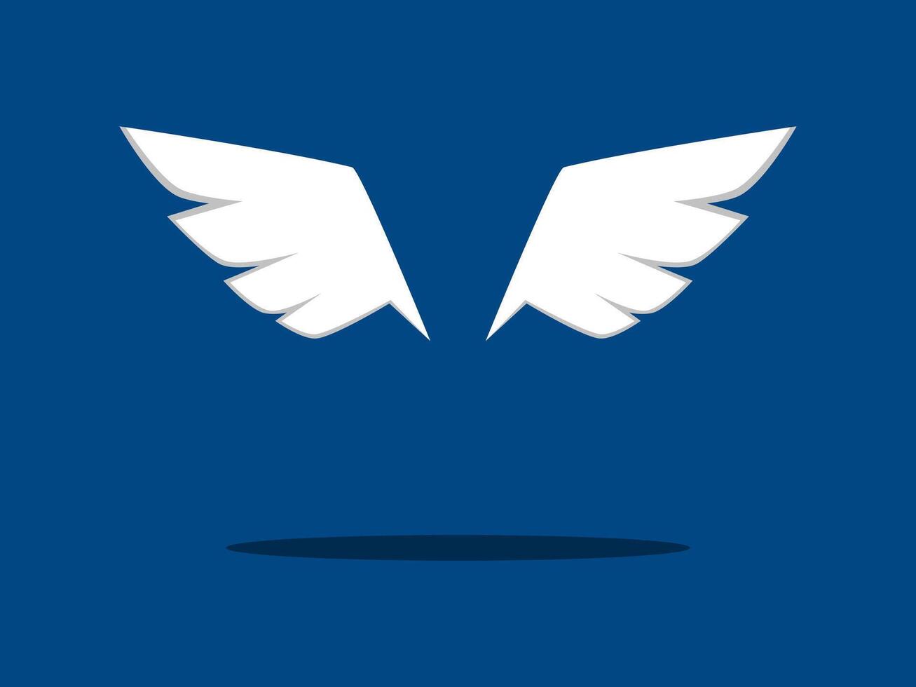 white angel wing icon on a blue background vector