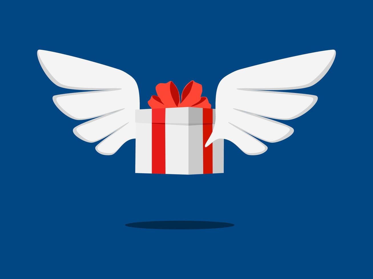 a white box with wings and a red ribbon vector