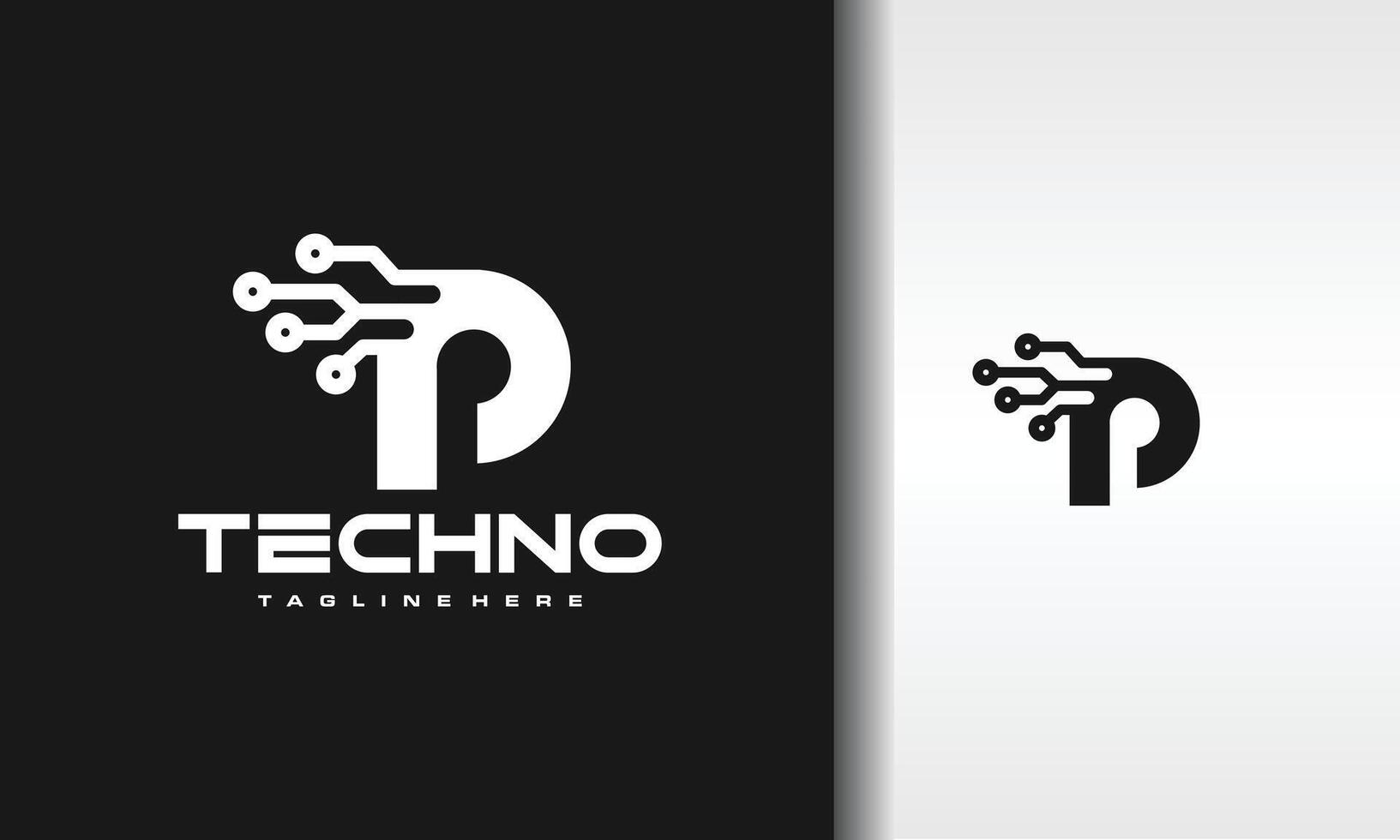 the initial letter P circle tech logo vector