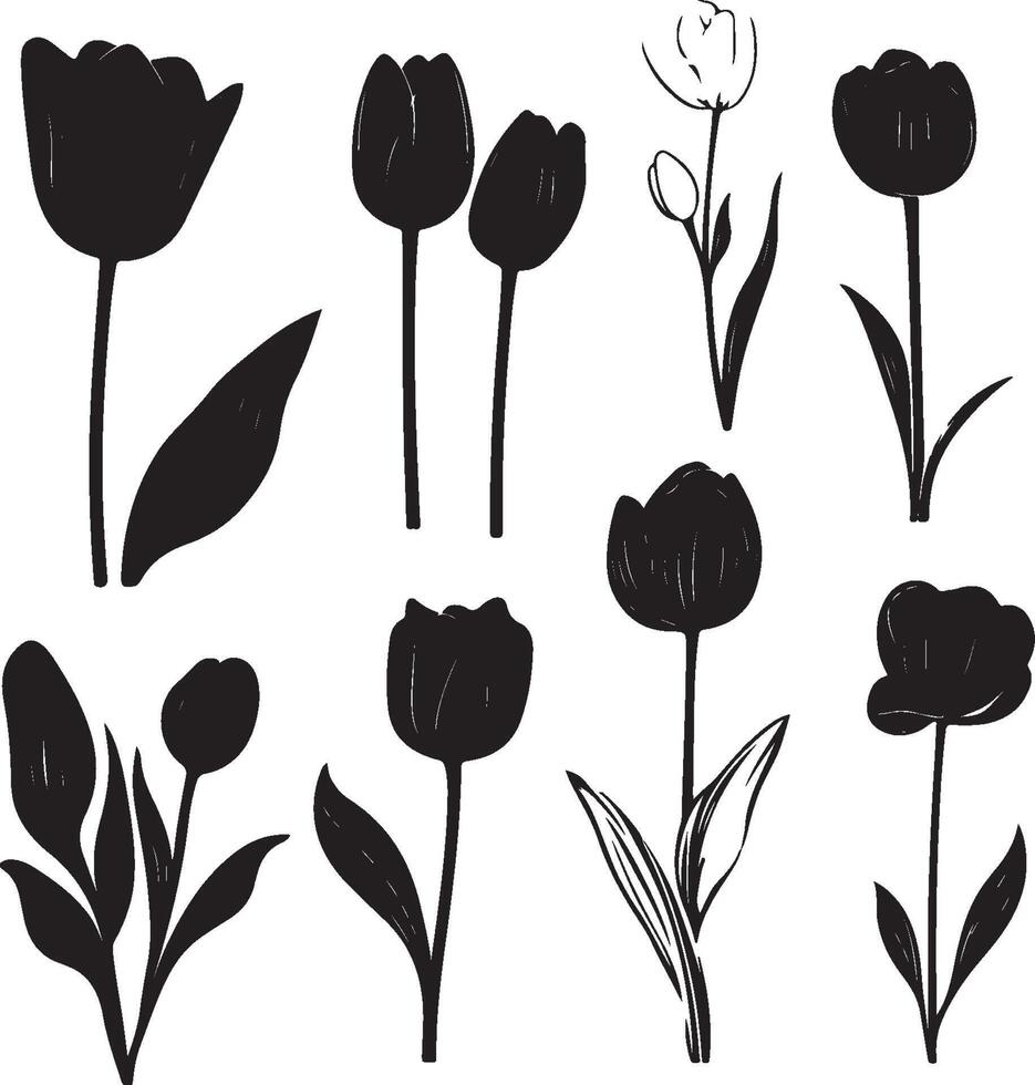 Whispers of Spring Tulip Silhouette Designs vector