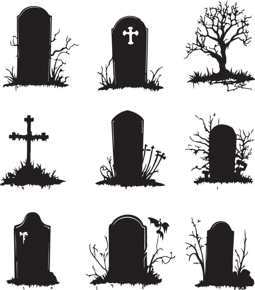 Tombstone Silhouettes Set vector