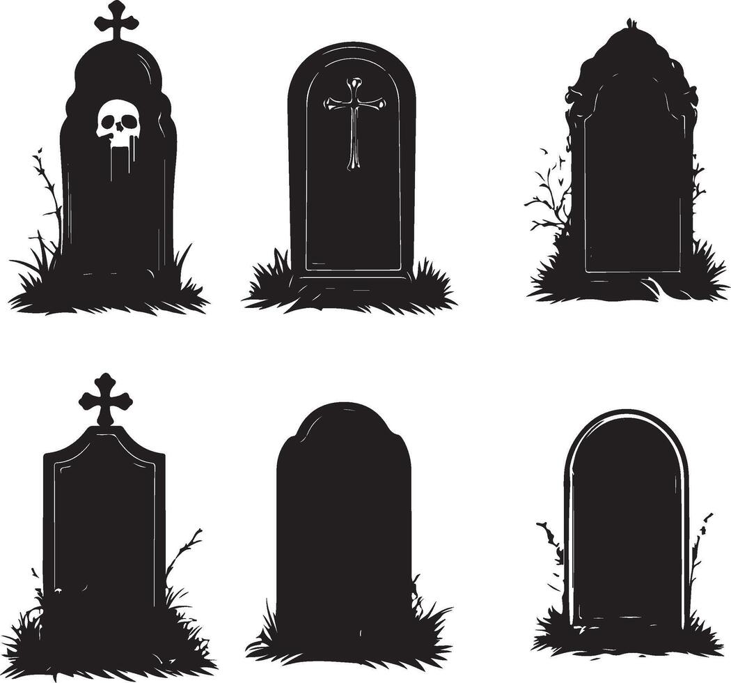 Timeless Tombstone Silhouettes vector