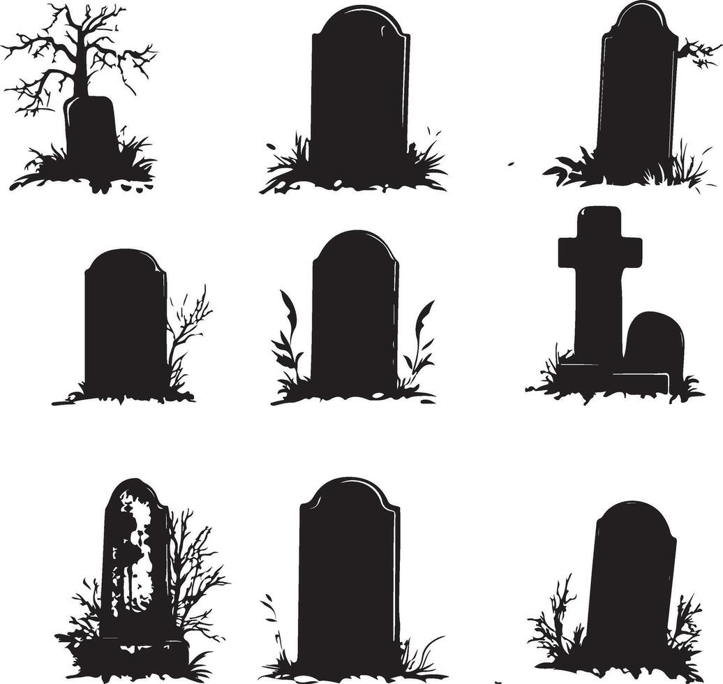 Shadowed Graves Silhouette Collection vector