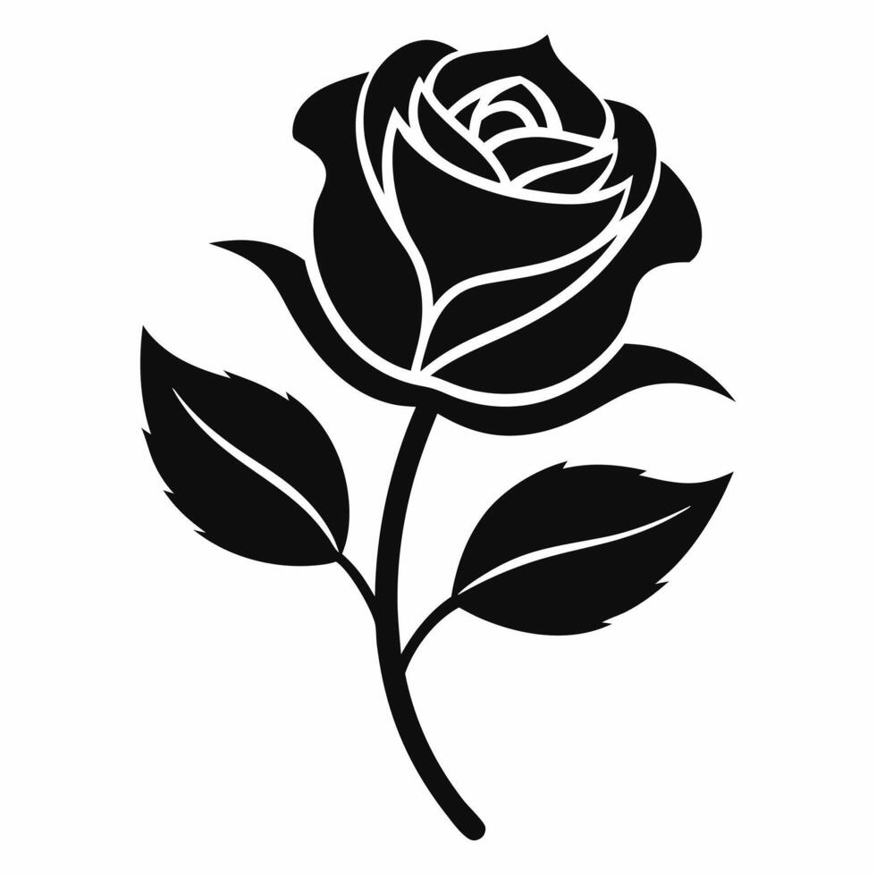 Rose silhouette on white vector