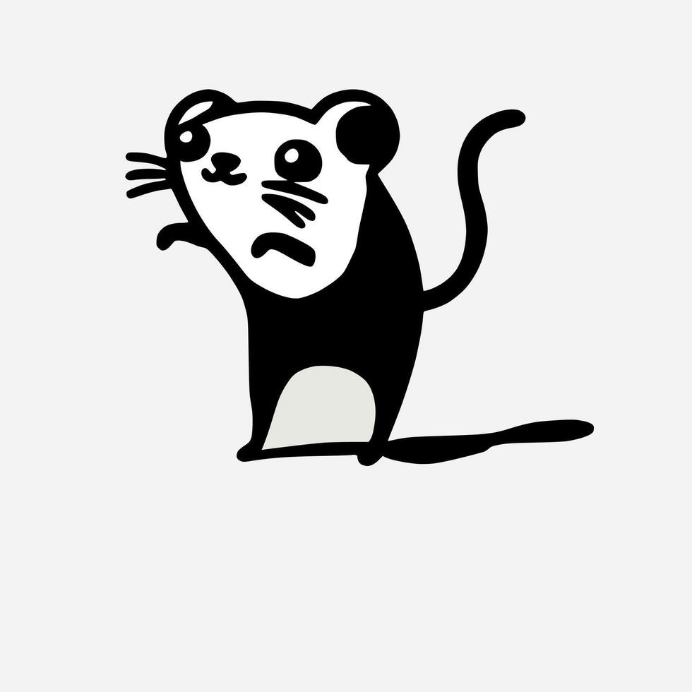 A black and white drawing of a mouse vector