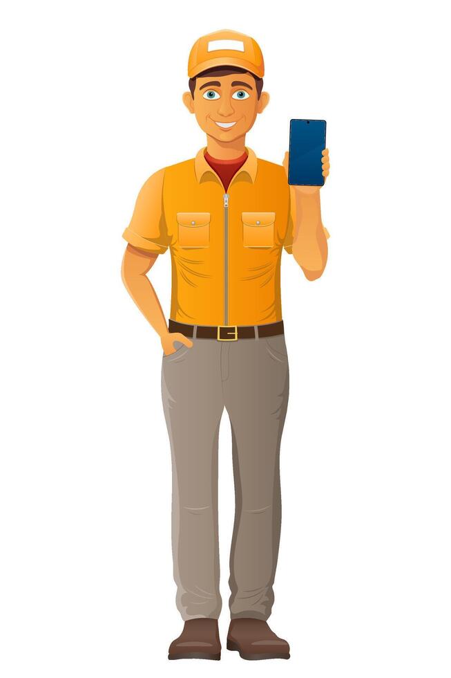 delivery young man courier illustration cartoon vector