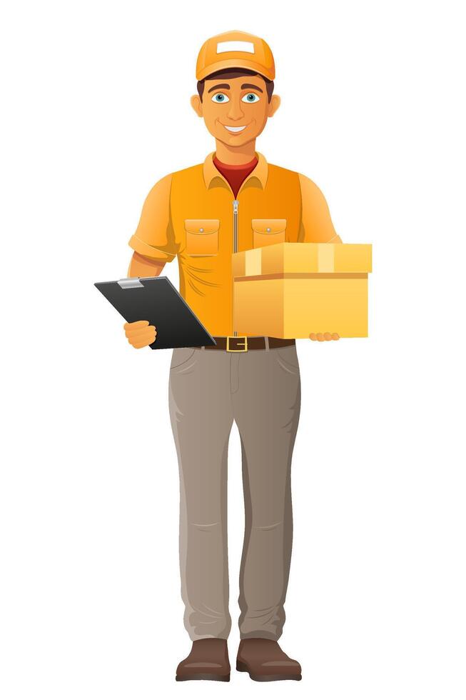 delivery young man service illustration cartoon vector