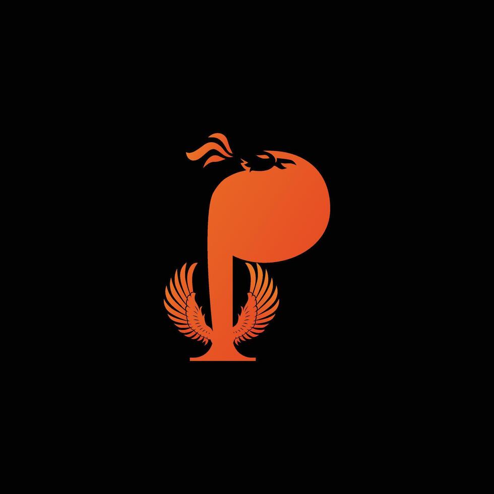 p phoenix logo design vector