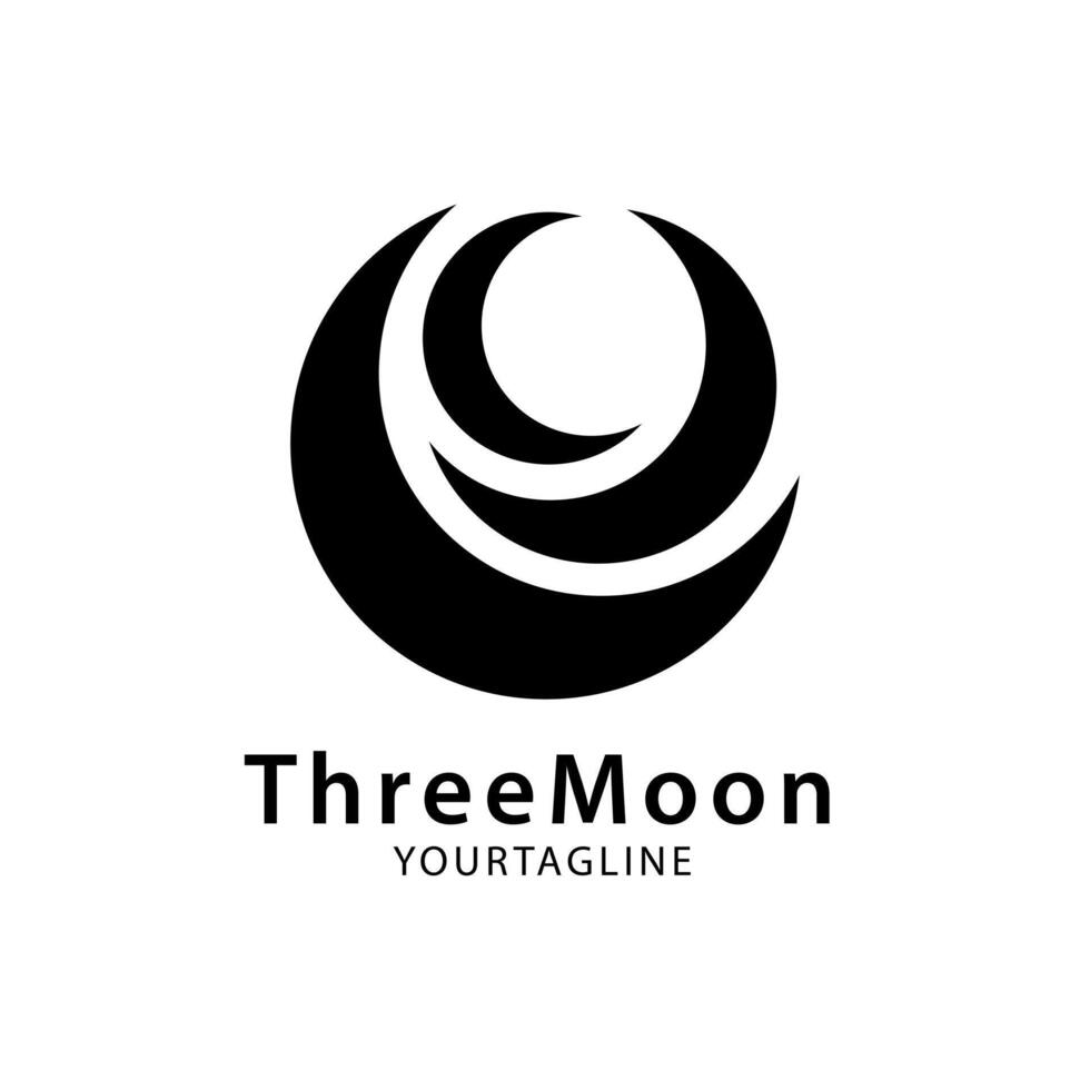 Three crescent moon logo with a simple and unique style, suitable for your e-sports logo, clothes, brand vector