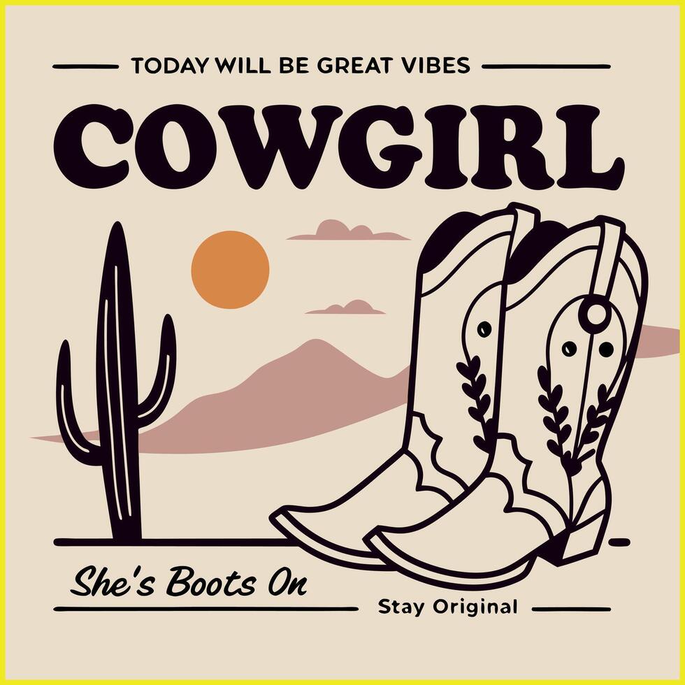 cowgirl boots on a desert background vector