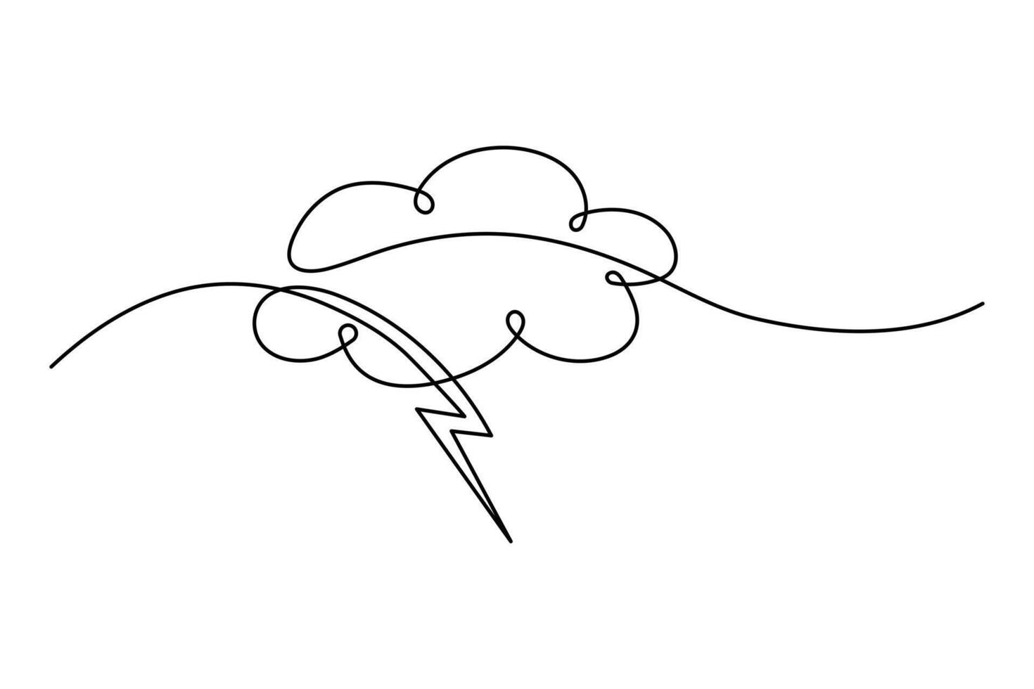 Cloud continuous single line art drawing of concept doodle style outline illustration vector