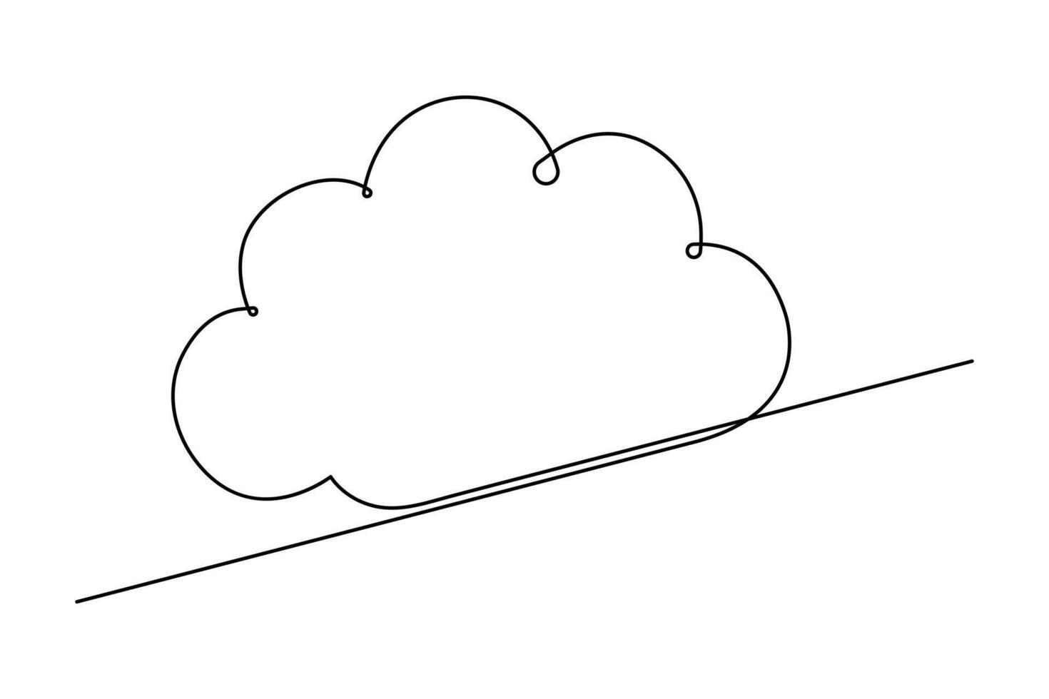 Cloud and sun continuous single line drawing of Isolated outline icon white background vector