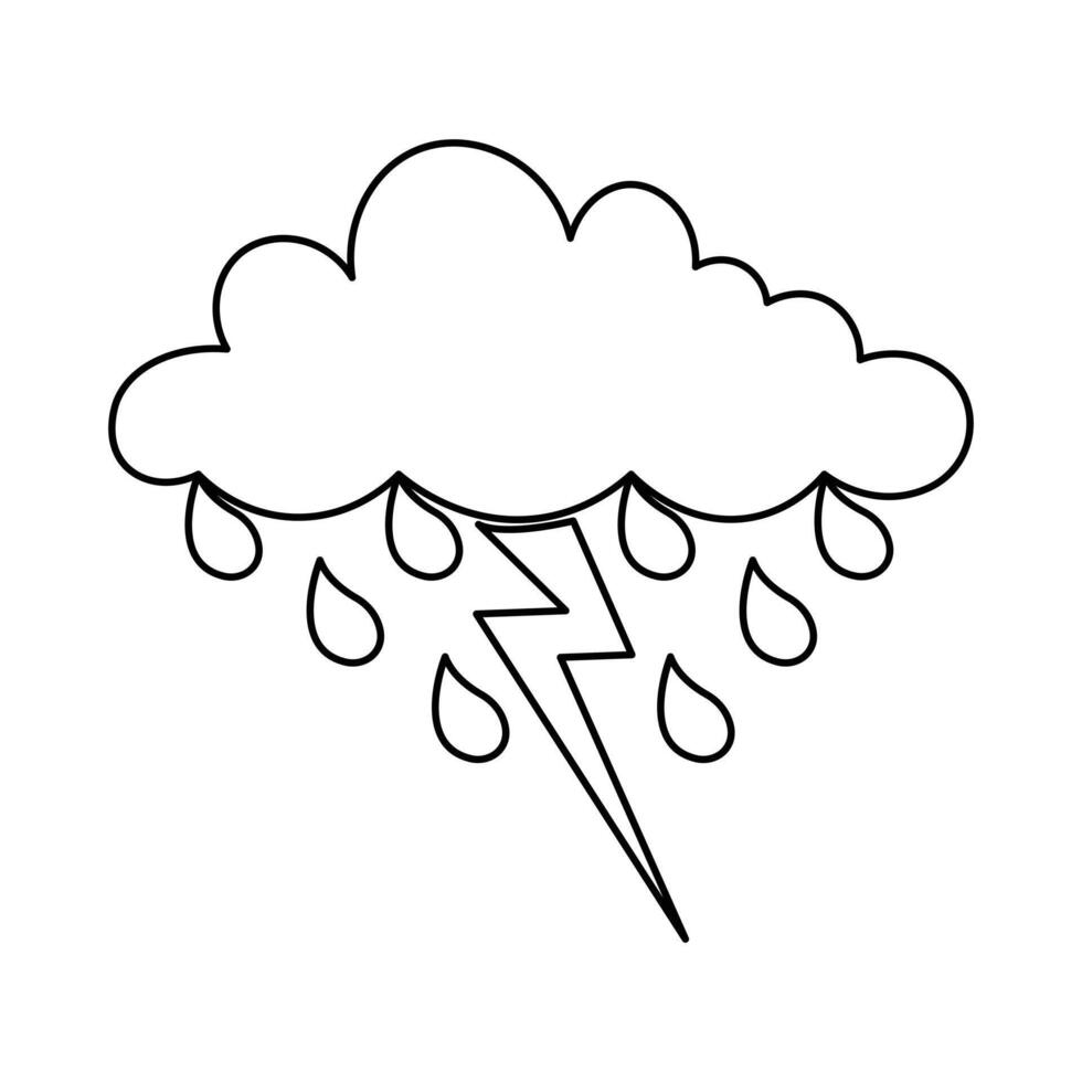 Continuous one line cloud and sun drawing of minimalistic outline icon vector