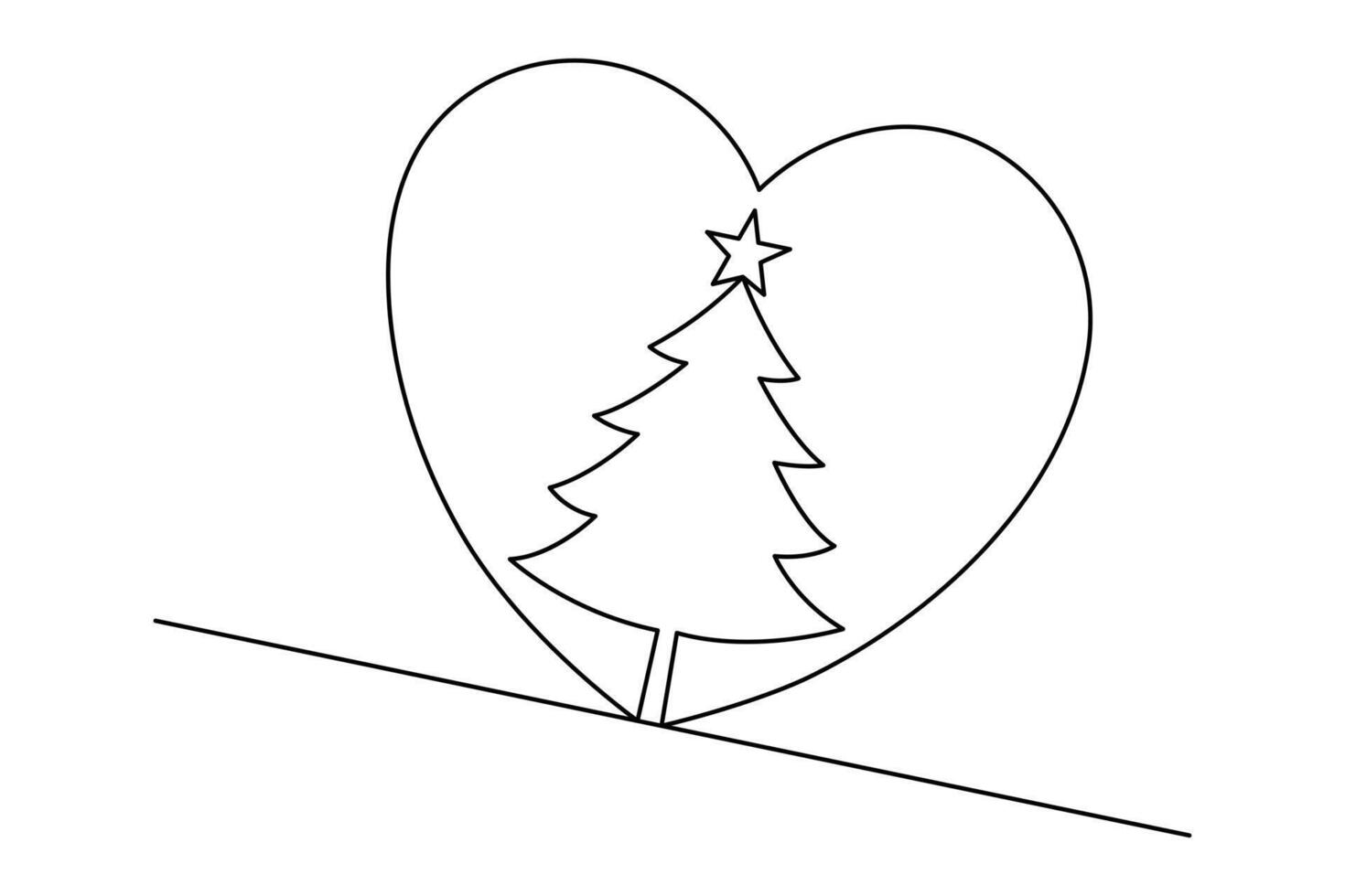 Simple illustration of christmas tree continuous one line art icon vector