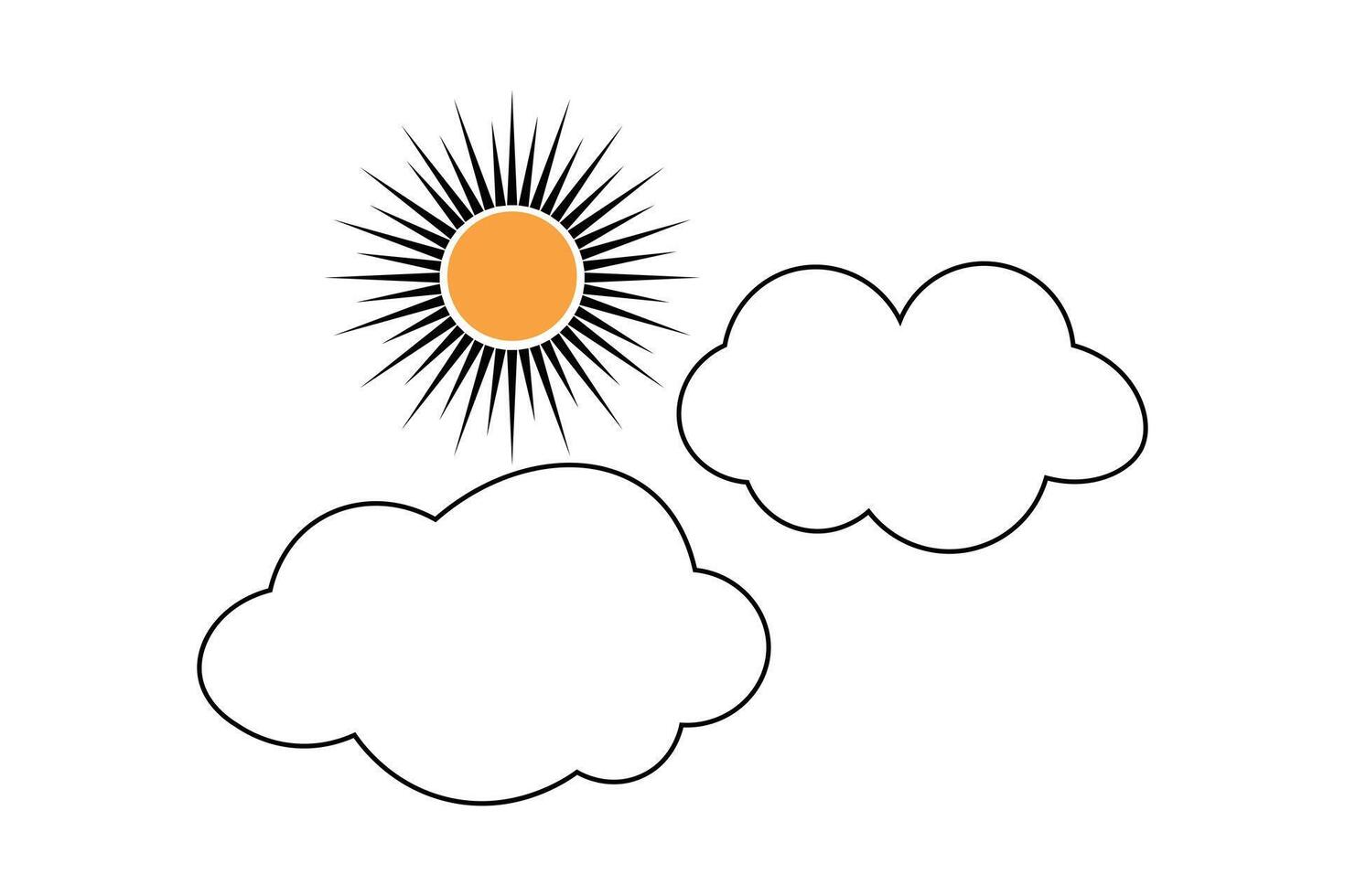 One continuous line drawing of sun and cloud linear style Hand drawn minimalism design vector
