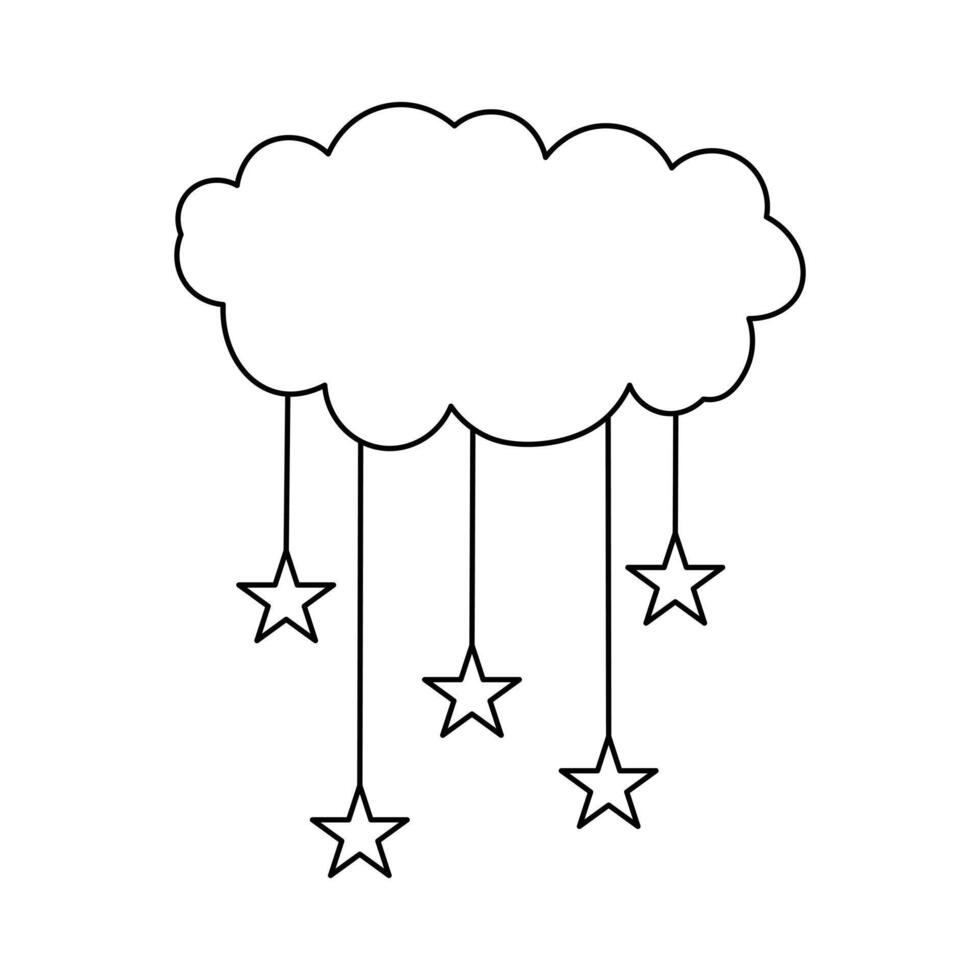 Cloud and sun weather continous one line drawing of Abstract and minimalist outline art design vector