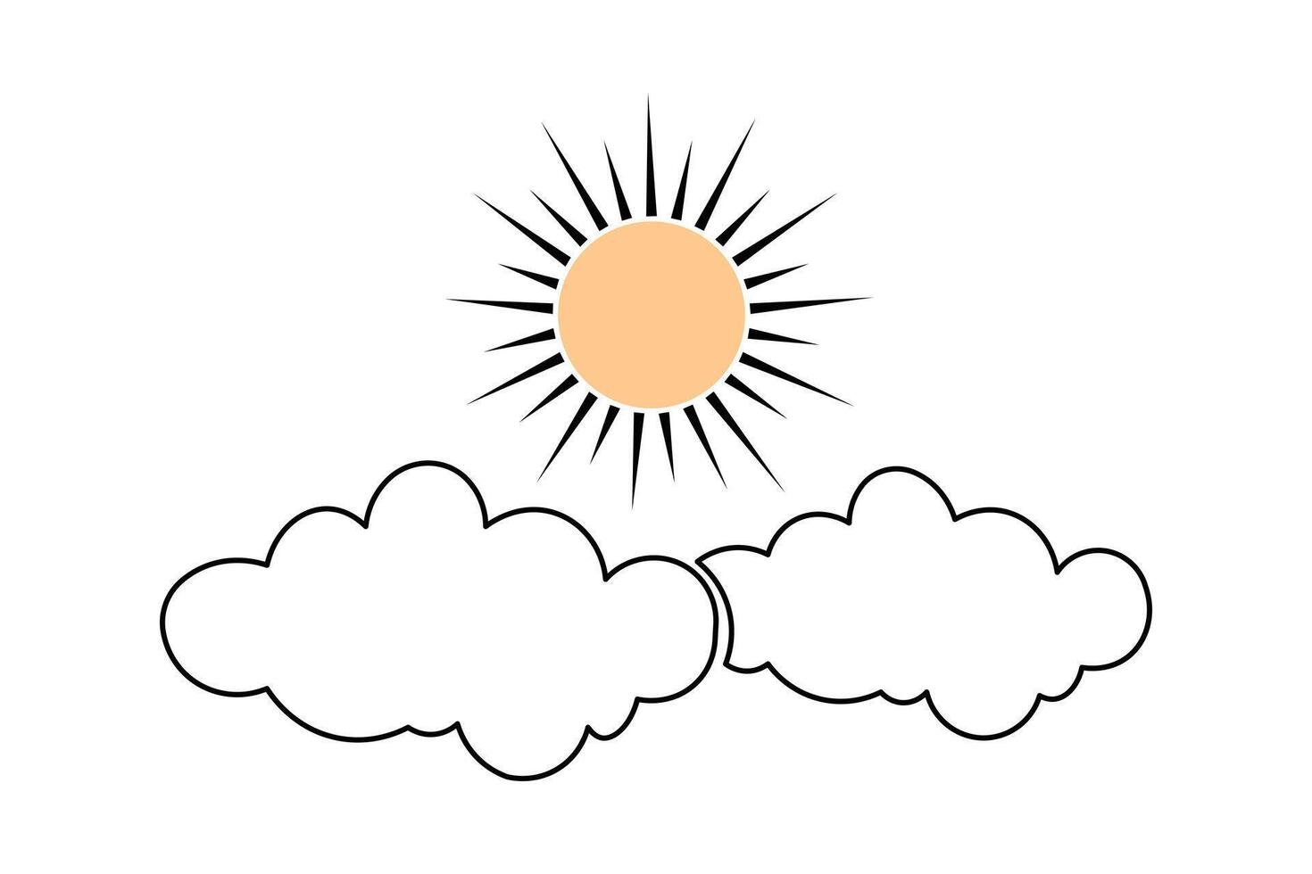Sun and cloud continuous one line art drawing and cloud icon simple outline illustration vector