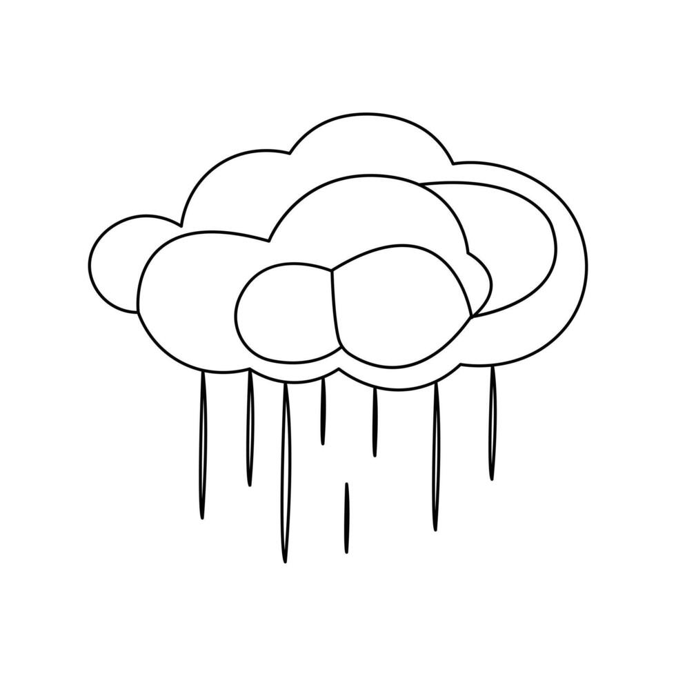 Cloud continuous one line drawing of bristi outline isolated style vector