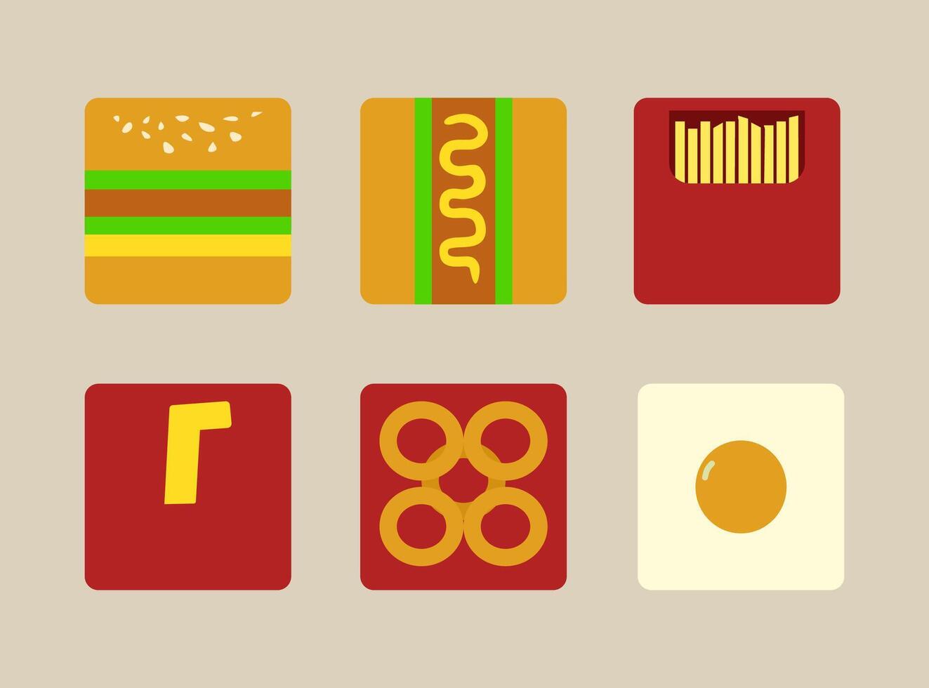 Junk food element set design, burger and junk food icon vector