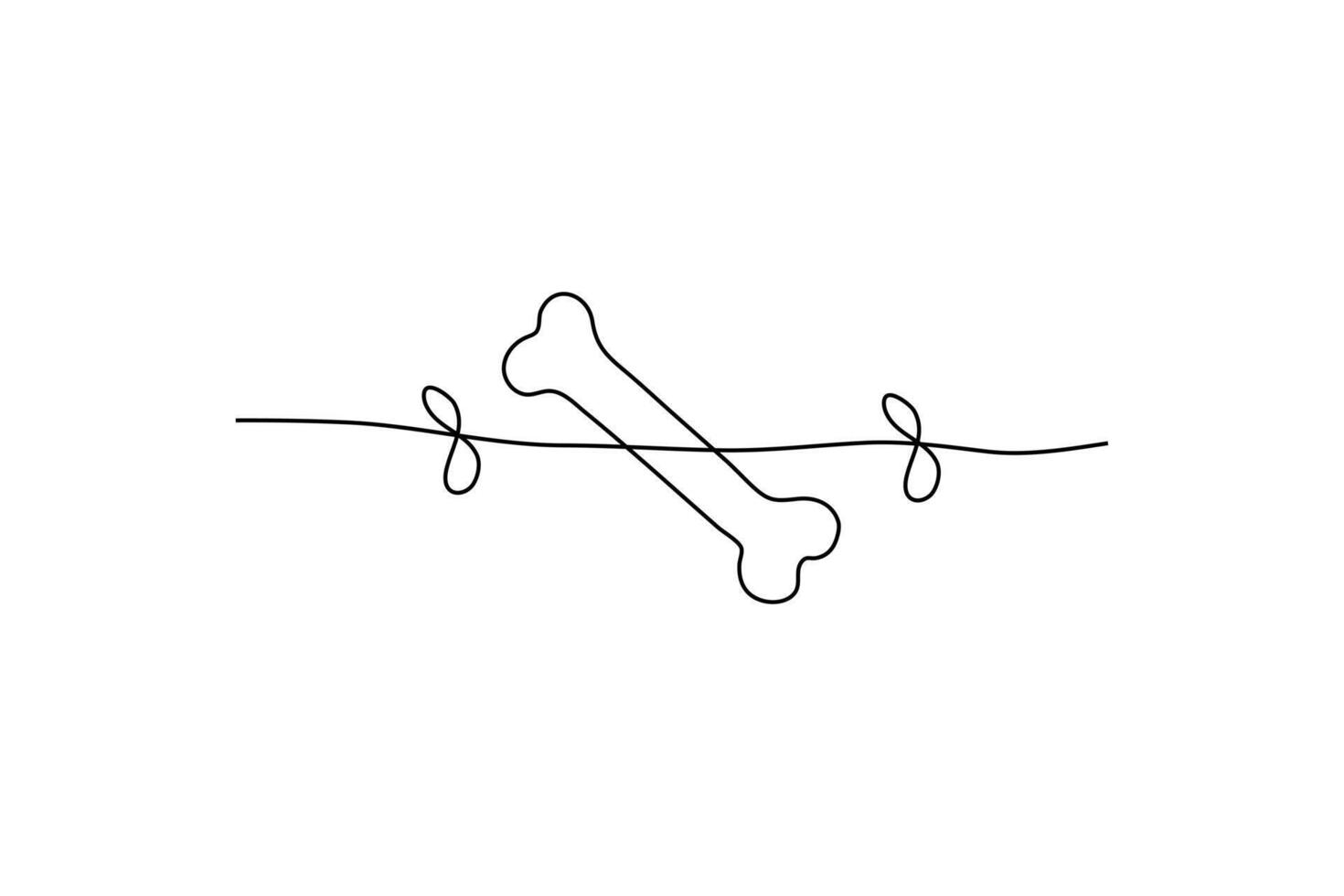 Minimalist continuous line drawing of a bone and single line art design vector