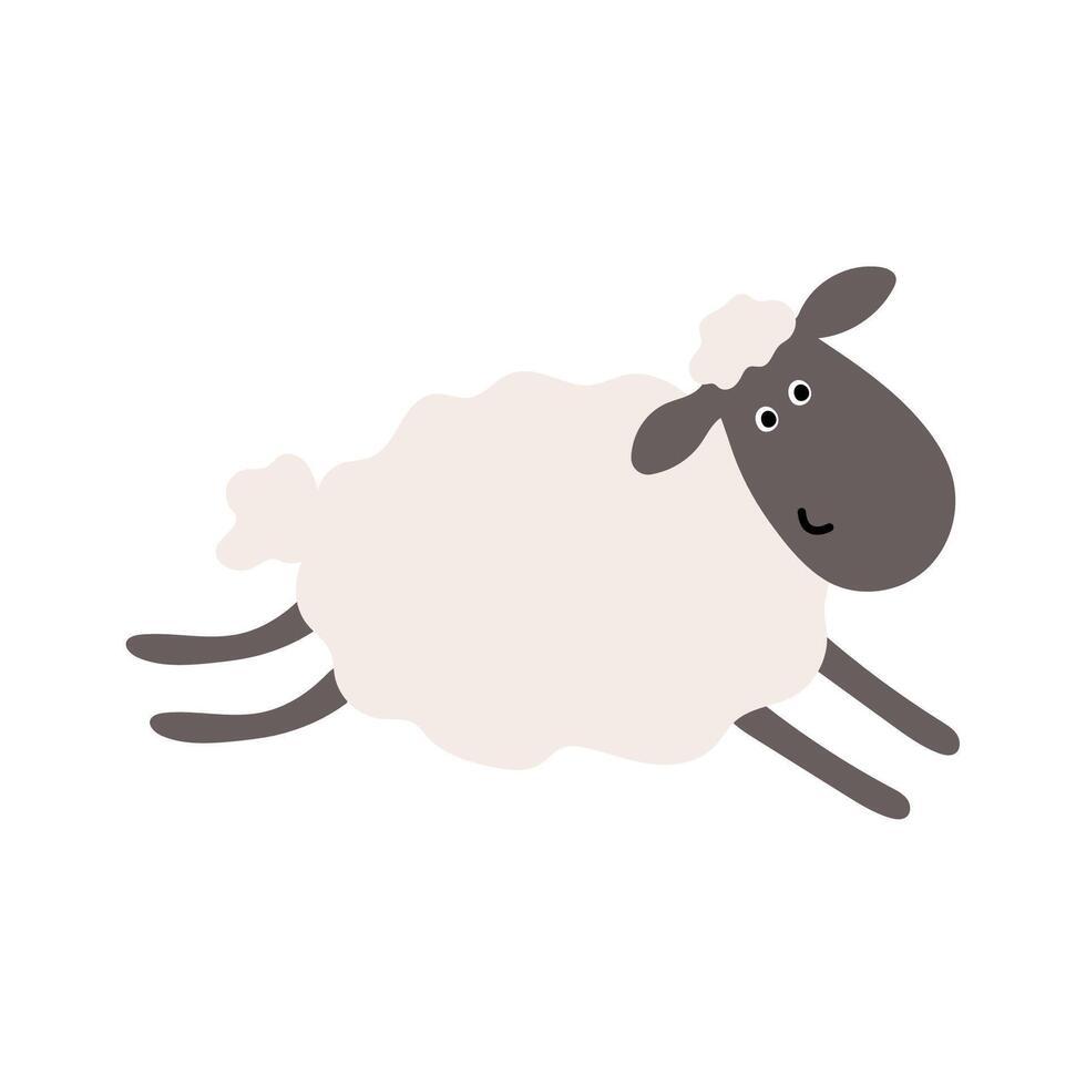 Cute Cartoon Sheep Jumping with a Happy Expression - Playful Animal Illustration vector
