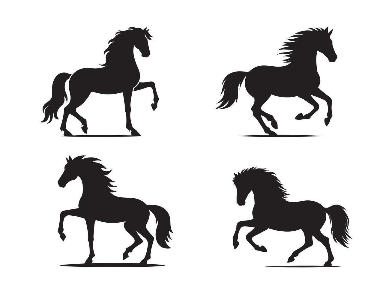 Four Silhouetted Horses in Motion vector
