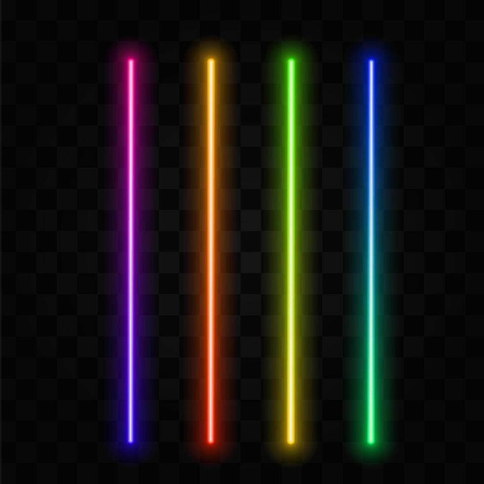 Neon light brush set. multicolor laser tube collection. 10 eps. For Design, Illustration, Poster, Banner Ad vector
