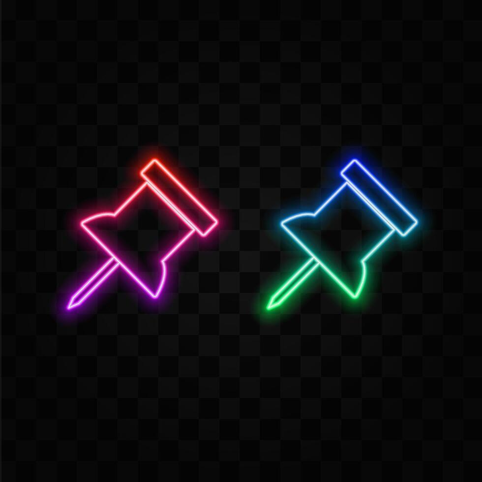 Push pin Icon illustration. Location symbol. map, gps, direction sign, emblem isolated on white background with shadow, Flat style for graphic and web design, logo. neon style. EPS10 black pictogram. vector