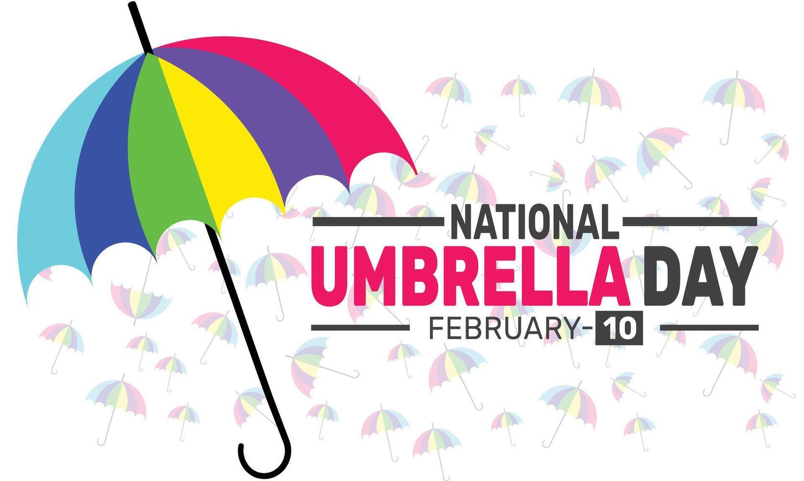 National Umbrella Day celebrates the practical and colorful invention that keeps us dry in the rain, honoring its usefulness in weather protection and its history of design evolution. vector