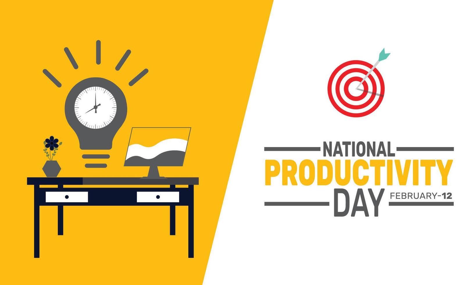 National Productivity Day celebrates the importance of increasing efficiency and maximizing potential in personal and professional life to contribute to economic growth and development. vector