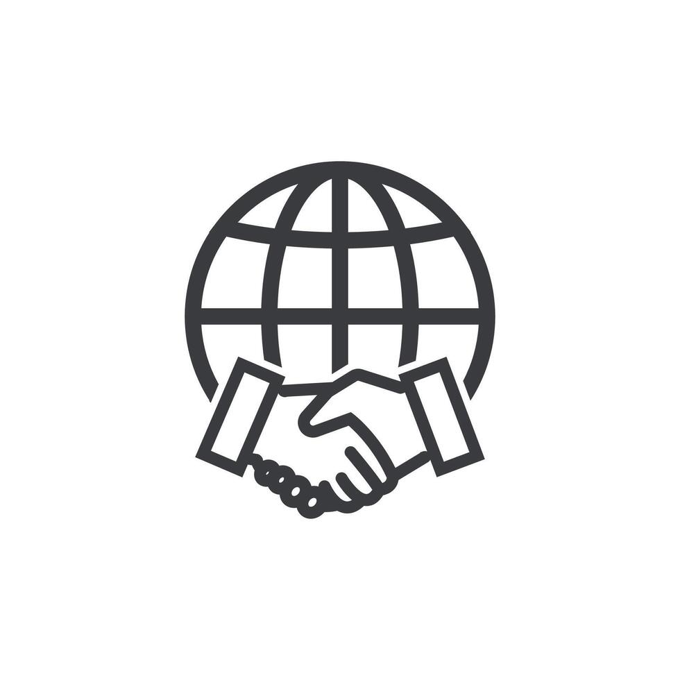 illustration of a flat design outline of global business cooperation. vector