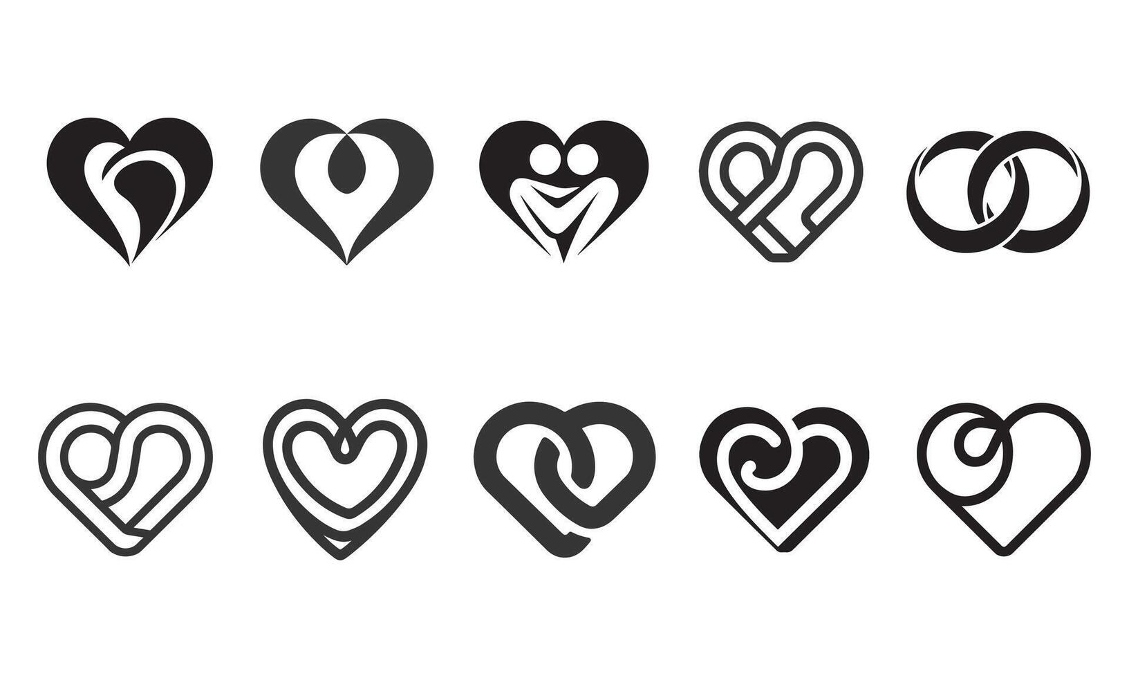 Heart symbol icon set silhouette, heart love sign for valentines day vector