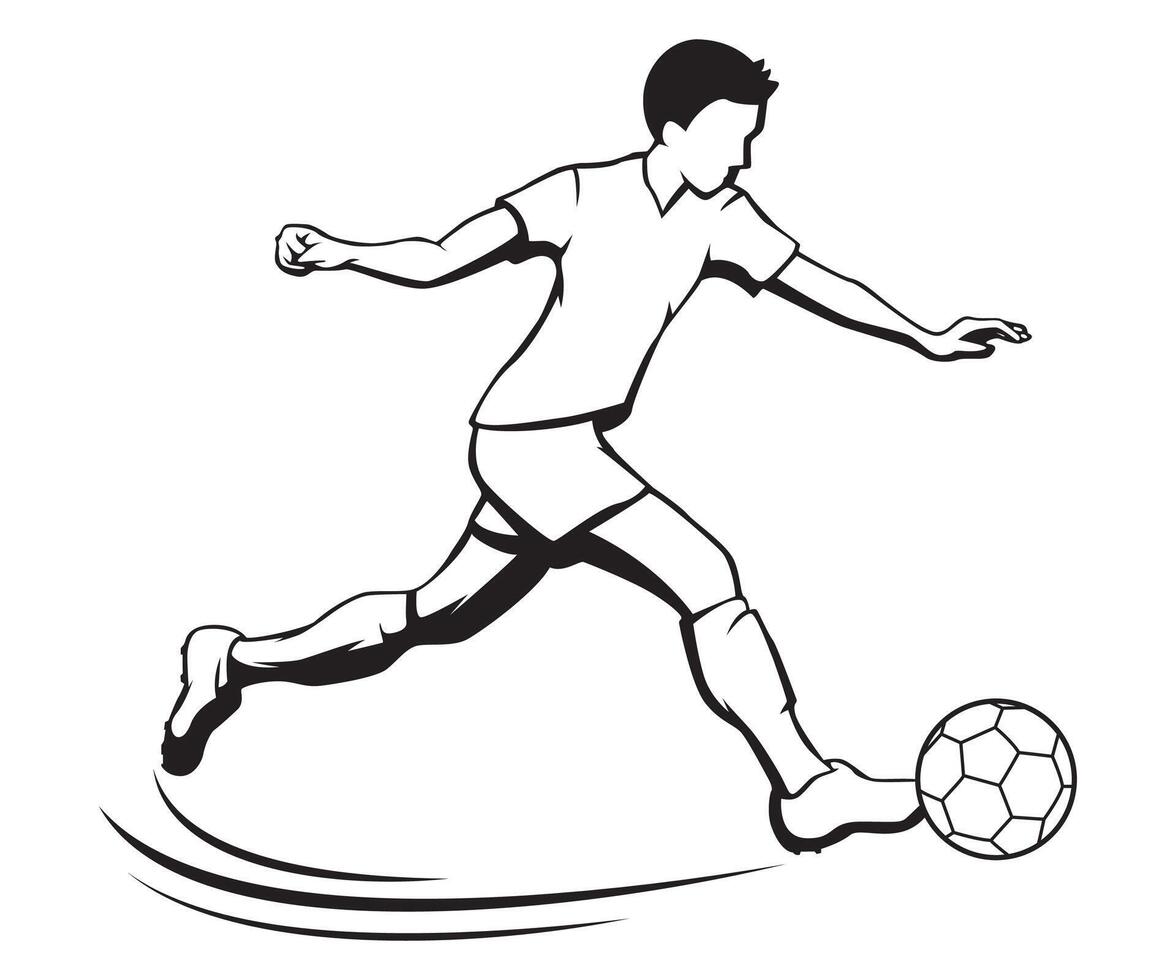 Football player in action kicking the ball goal silhouette illustration vector
