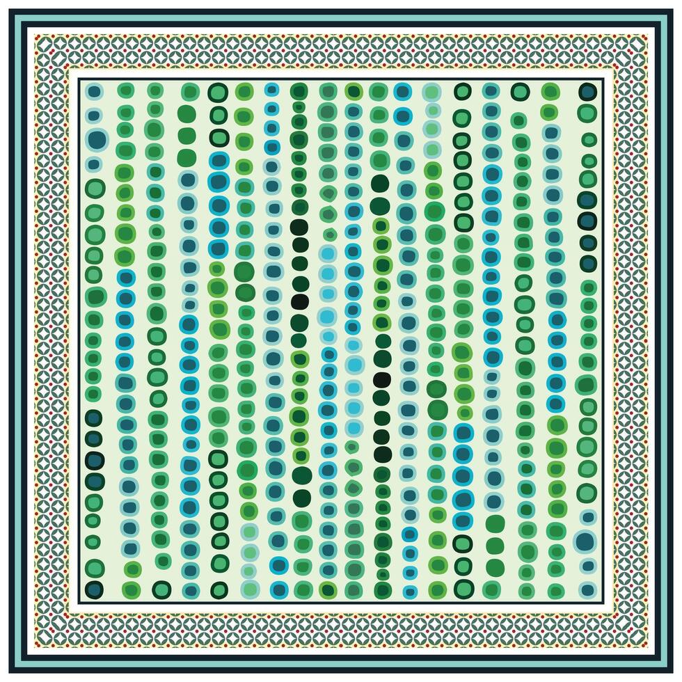Abstract design with vertical rows of overlapping circles in shades of blue and green on a light background. vector