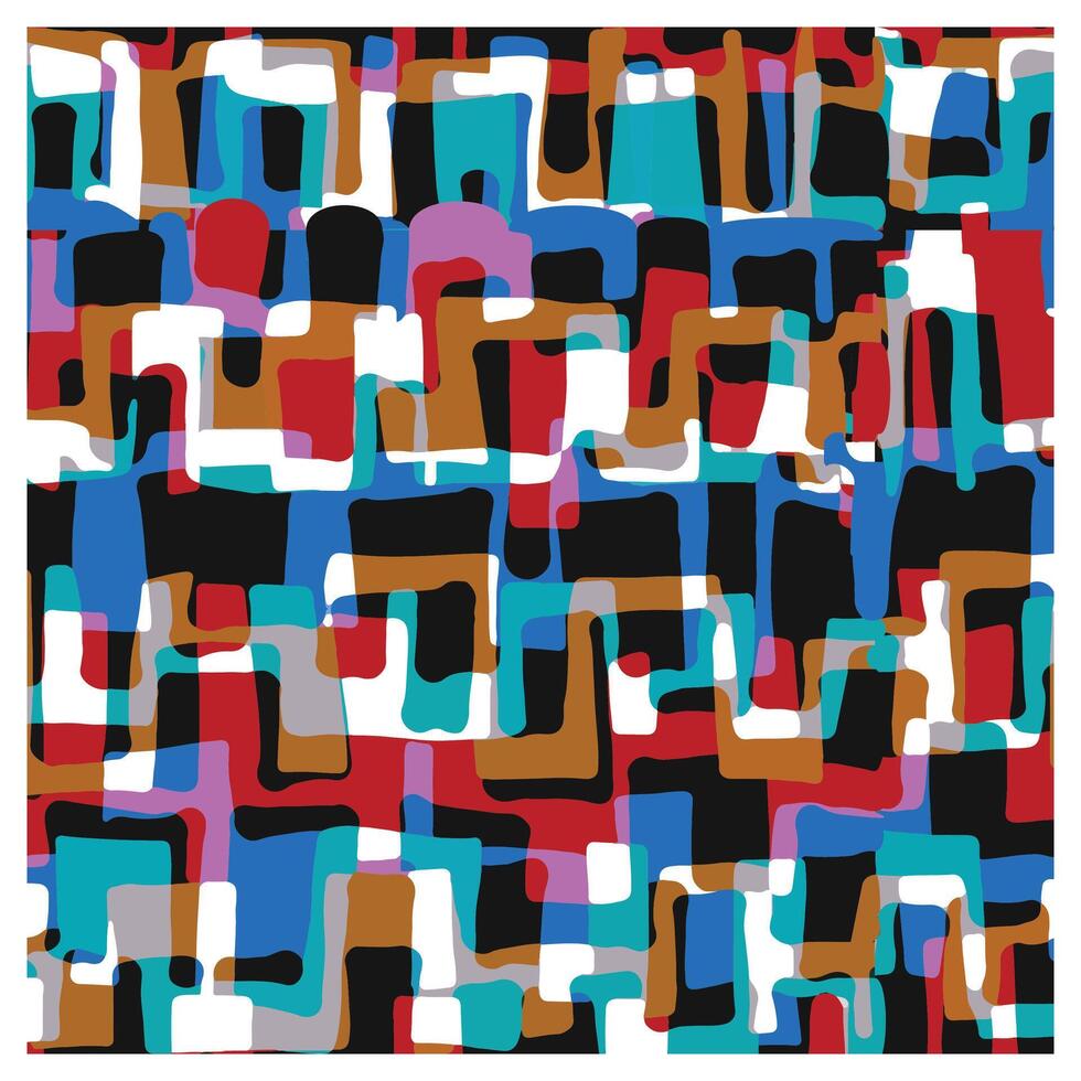 A lively abstract composition with a multitude of colorful squares and rectangles, creating a visually stimulating effect. vector