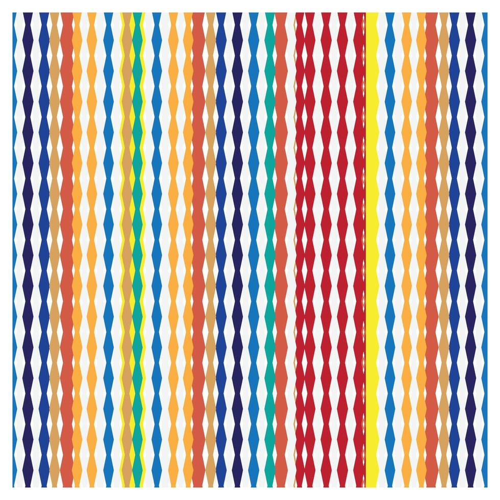 Colorful vertical argyle pattern with repeating diamonds in blue, orange, yellow, and red. vector