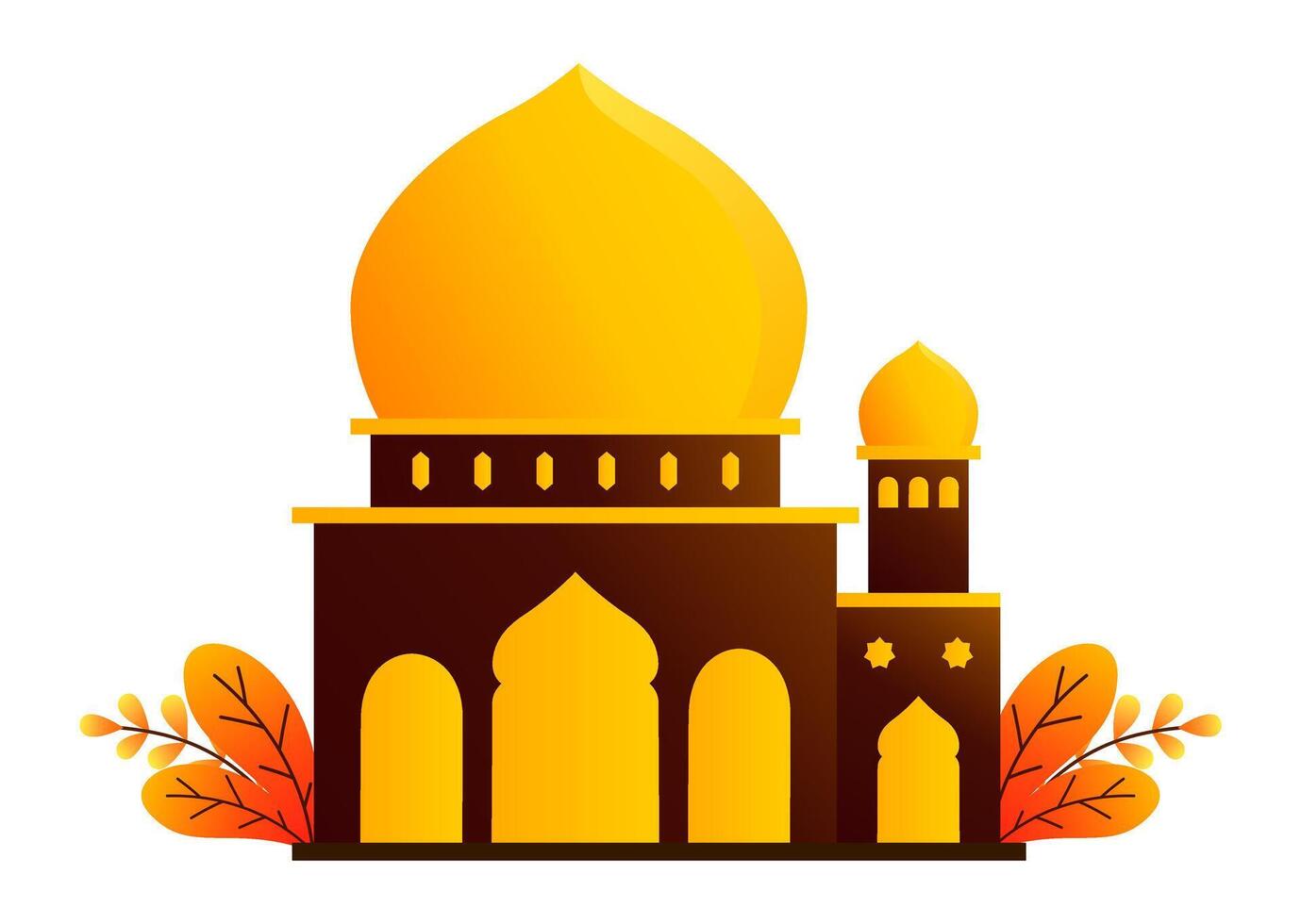 Mosque of Vibrant Brown and Yellow vector