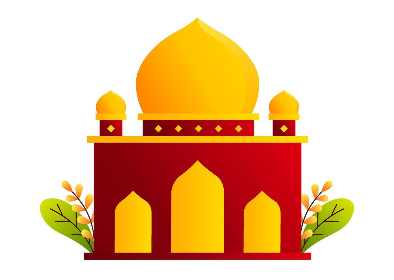 Red and Gold Mosque Illustration vector