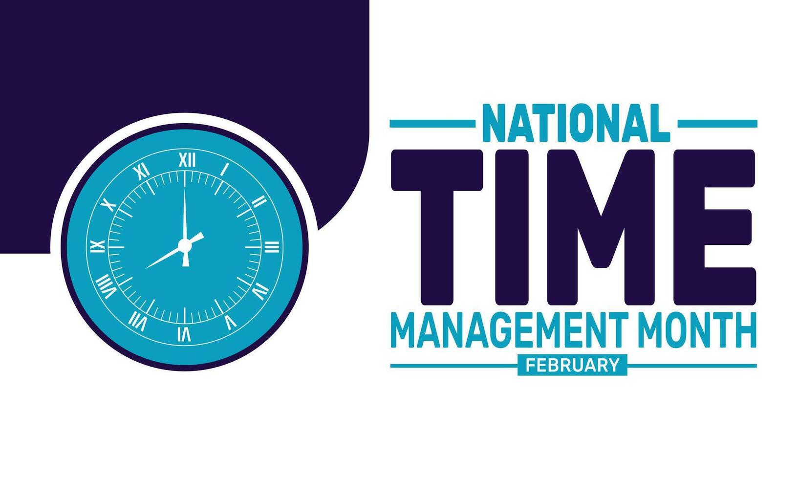 Celebrate National Time Management Month by learning how to organize tasks, reduce procrastination, and achieve goals efficiently. Embrace strategies for a balanced and productive life. vector