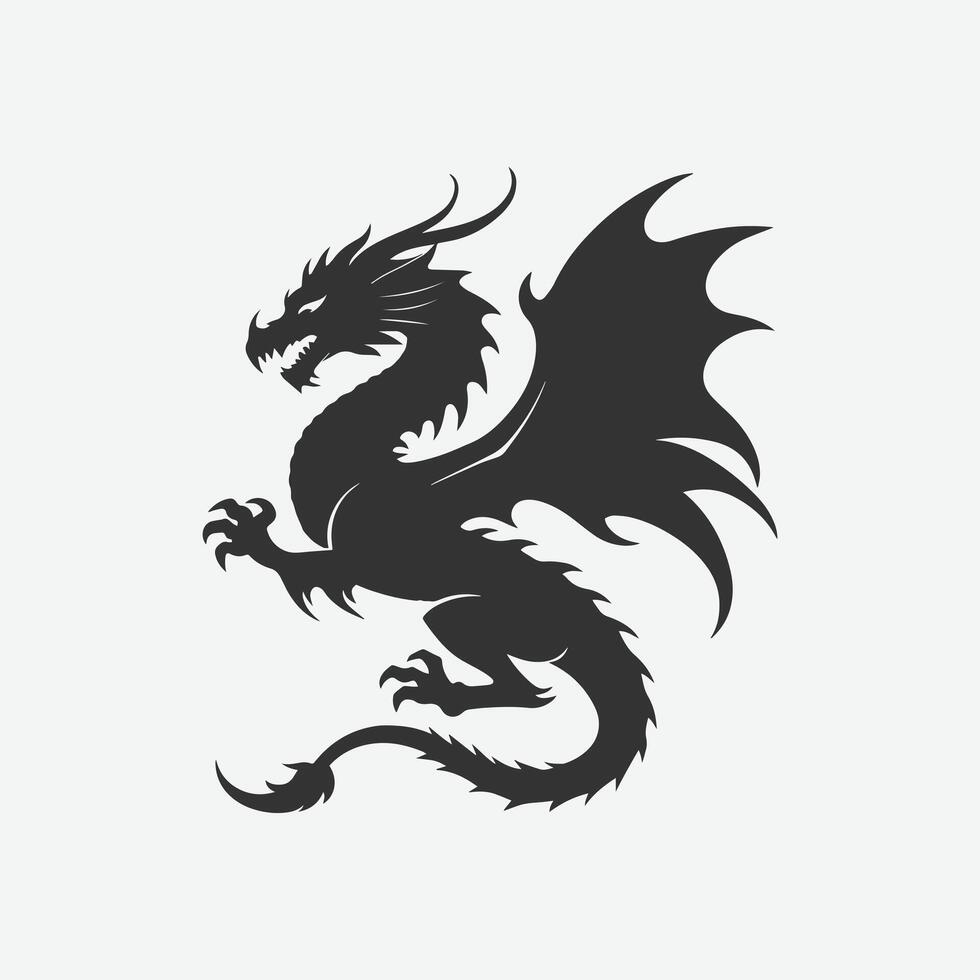 Epic Dragon Silhouette Perfect for Fantasy Art and Designs vector