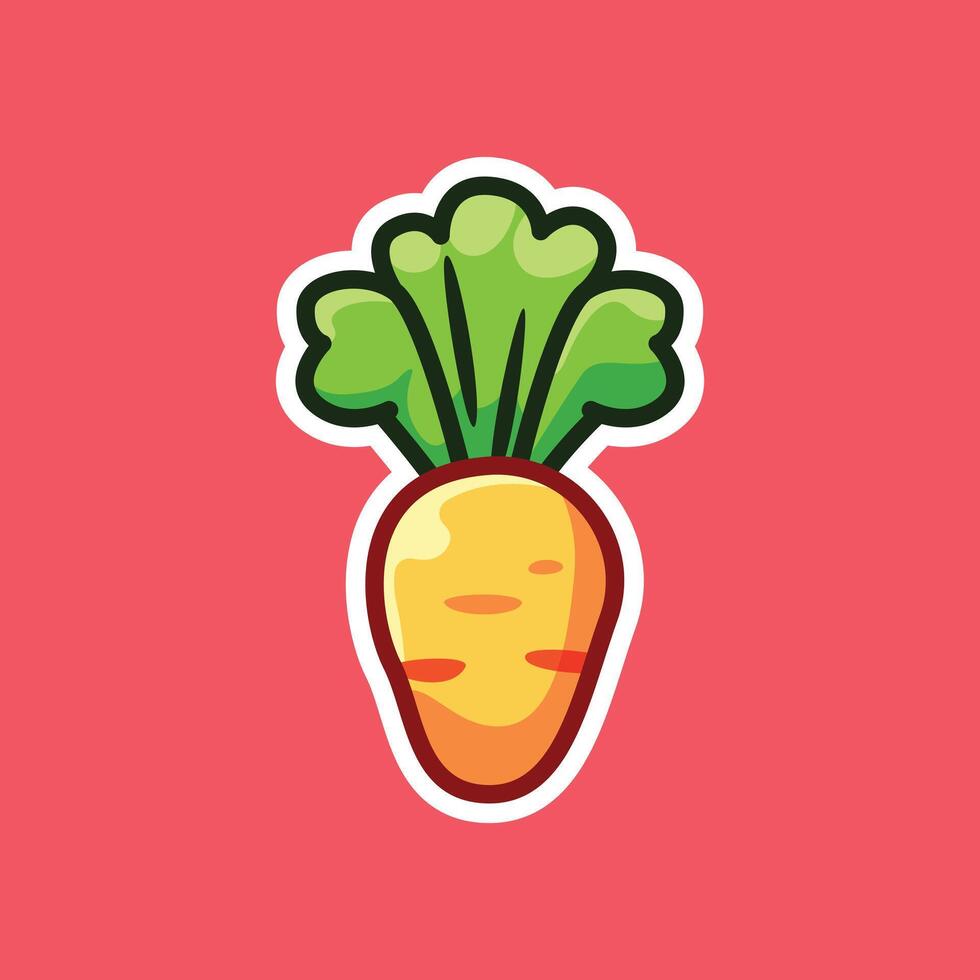 Adorable Carrot Cartoon Character for Fresh Food Illustrations. Isolated Cute Illustration vector
