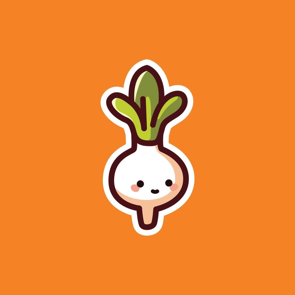 Cute Cartoon Turnip with Smiling Face - Adorable Vegetable Illustration vector