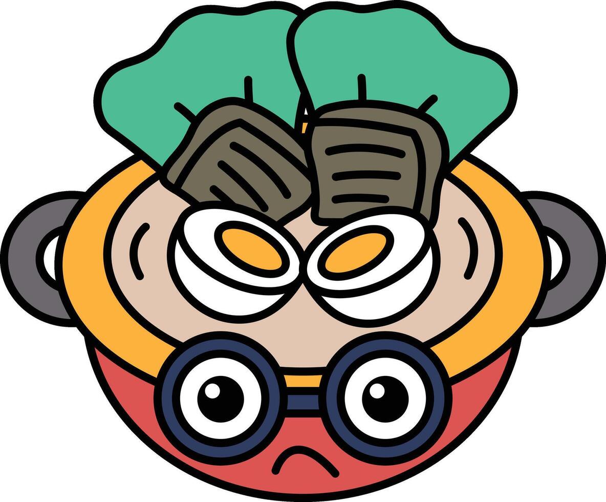 A cartoon of a bowl of food with a cartoon face on it vector