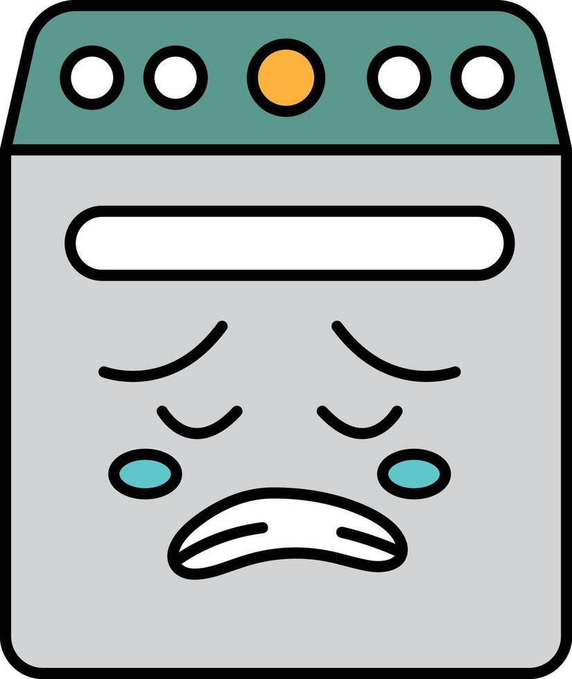 A washing machine cartoonish face with a sad expression on it vector