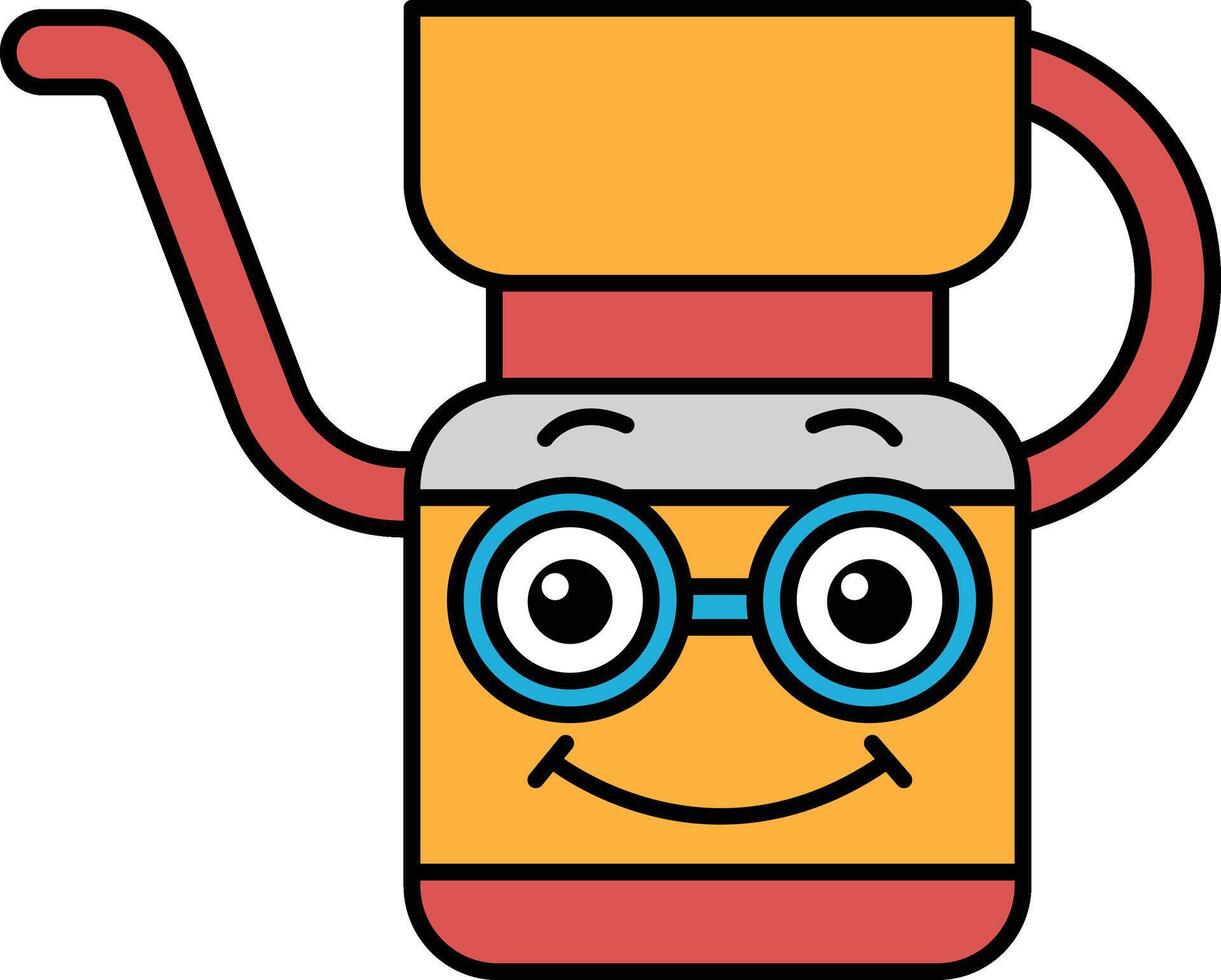 A cartoon character with a watering can on its head vector
