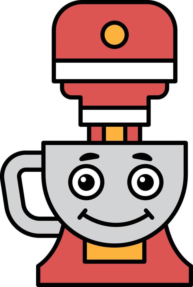 A cartoon character with a red and white mixer on his head vector