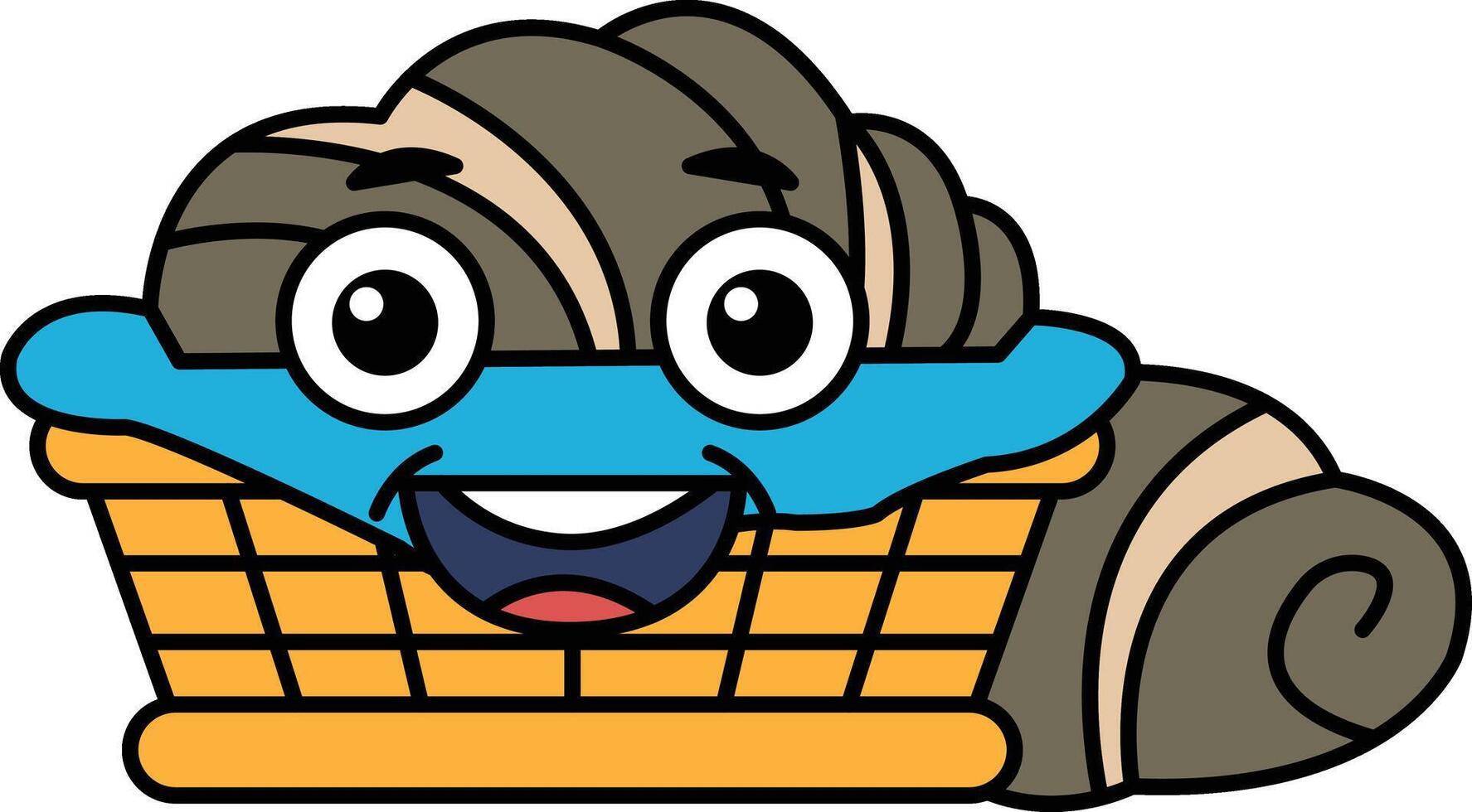 A Croissant Bread cartoon character with a smile on its face vector
